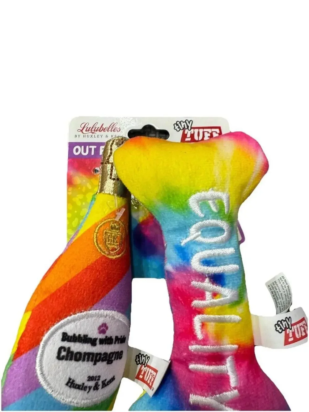 (RGB3) Huxley & Kent Lulubelles Tiny Tuff Pride Dog Toy Set Chompagne & Equality